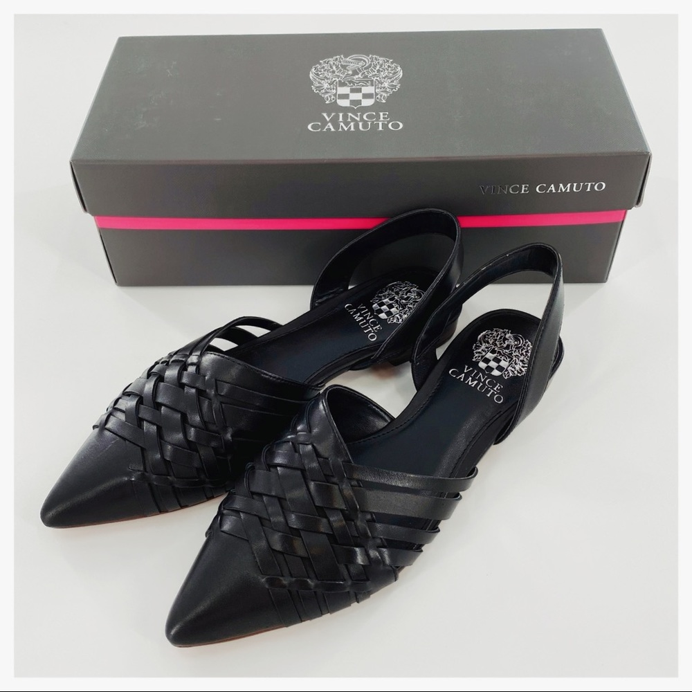 Vince Camuto Black Woven Slingback Flats/Mules 6.5
